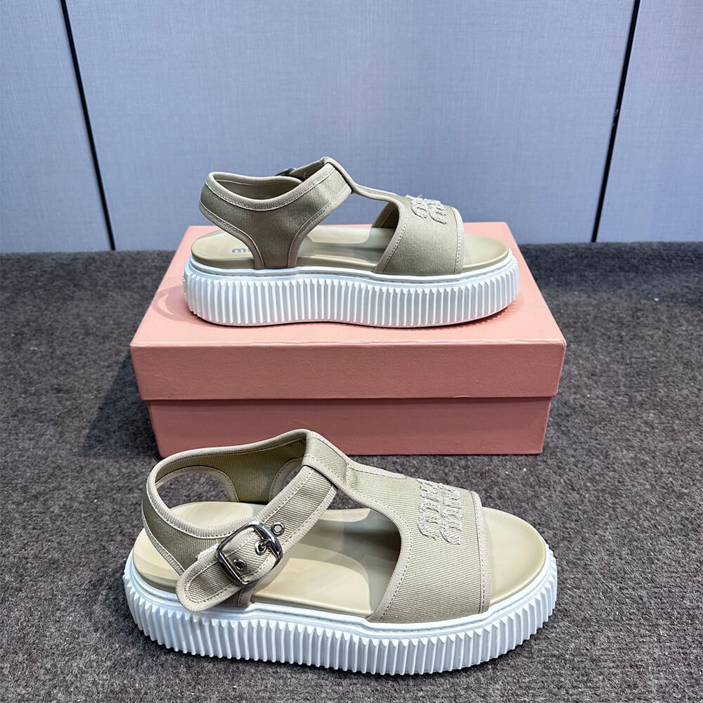 MiuMiu Denim flatform sandals